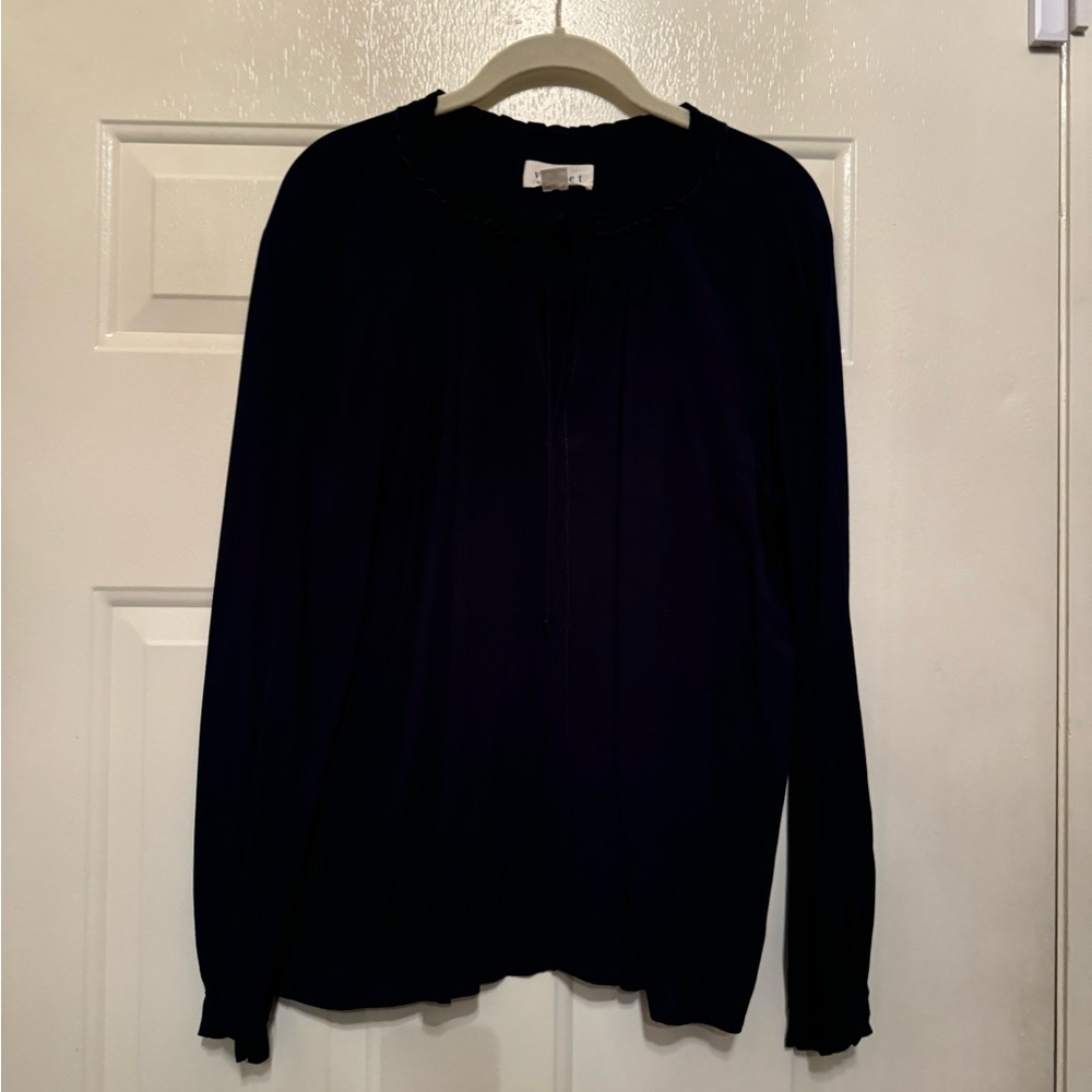 Velvet navy pullover blouse size medium
